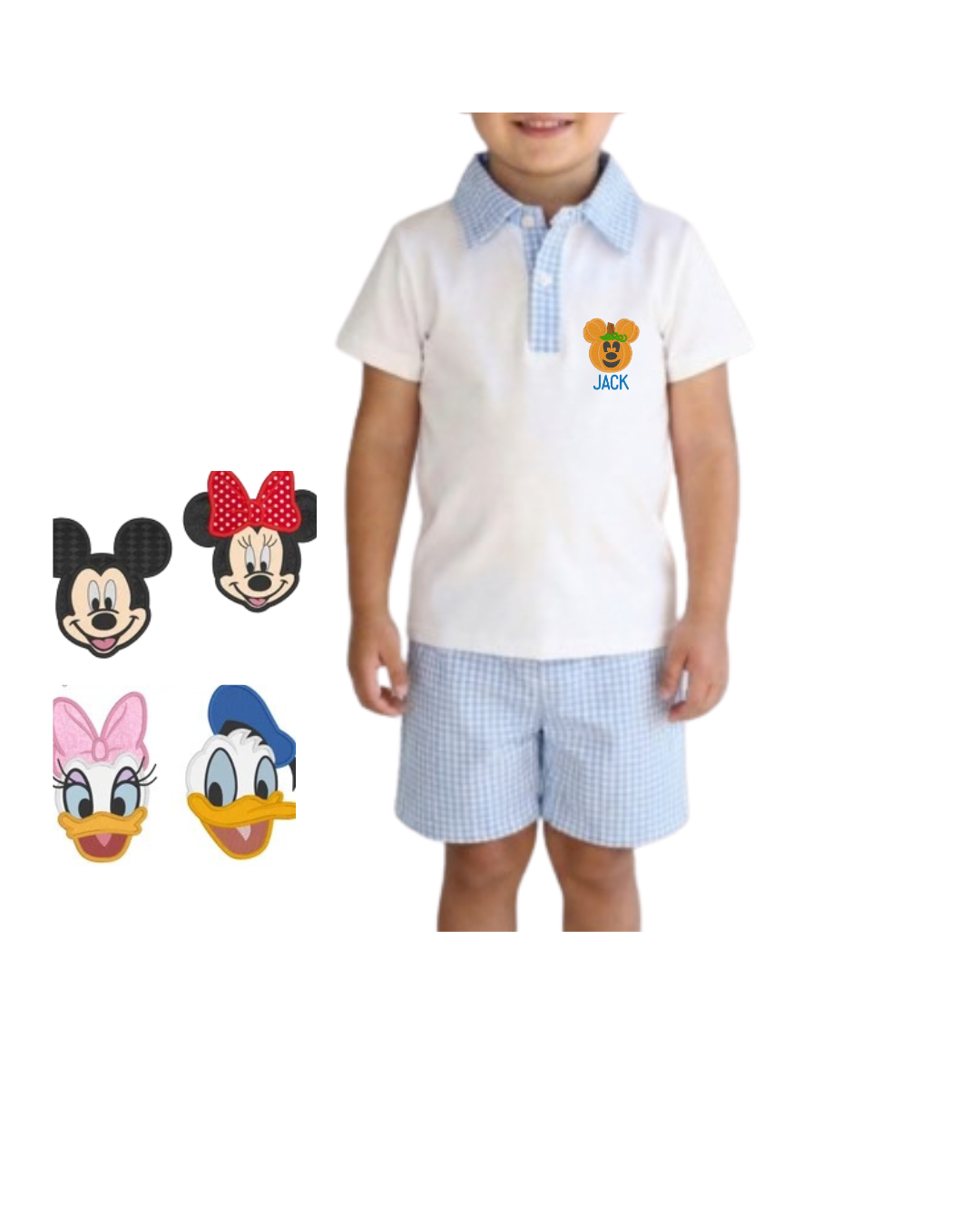 Blue windowpane Polo with Collar and short set