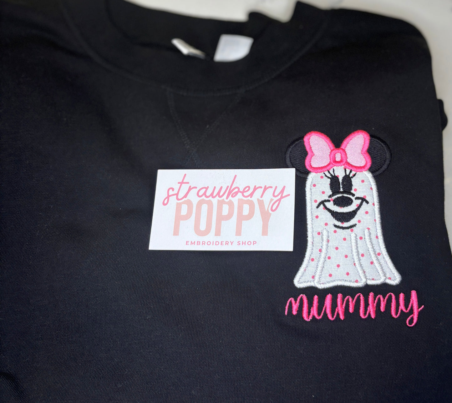 Minnie Mouse or Mickey ghost applique