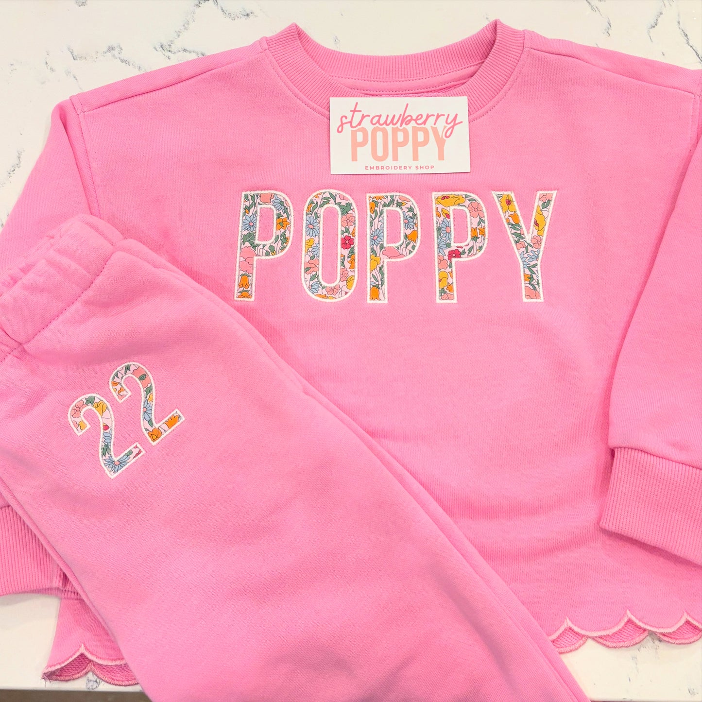 Scalloped sweat pant set