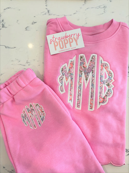 Scalloped sweat pant set