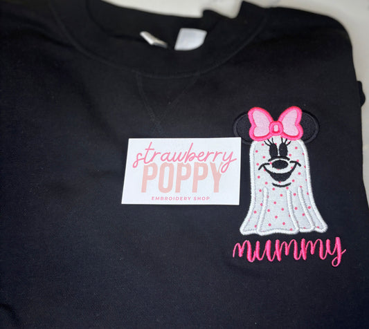 Minnie Mouse or Mickey ghost applique